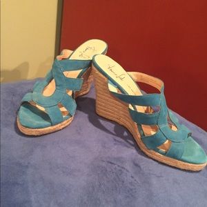 Turquoise Wedge Sandals